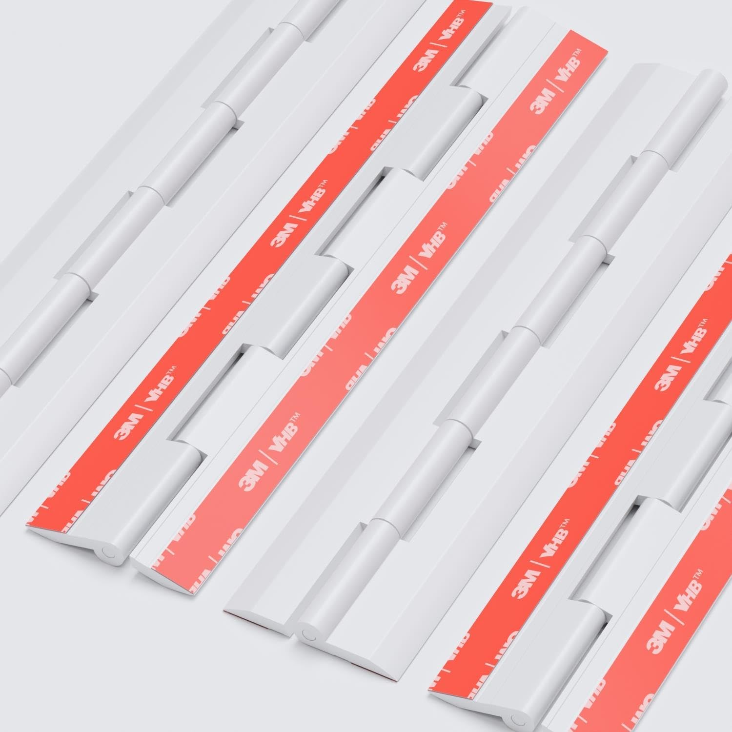 4x 200mm White Acrylic Piano Hinges. No Glue Required, Self Adhesive. White Plastic Acrylic (7 7/8 in) - 4 Pack