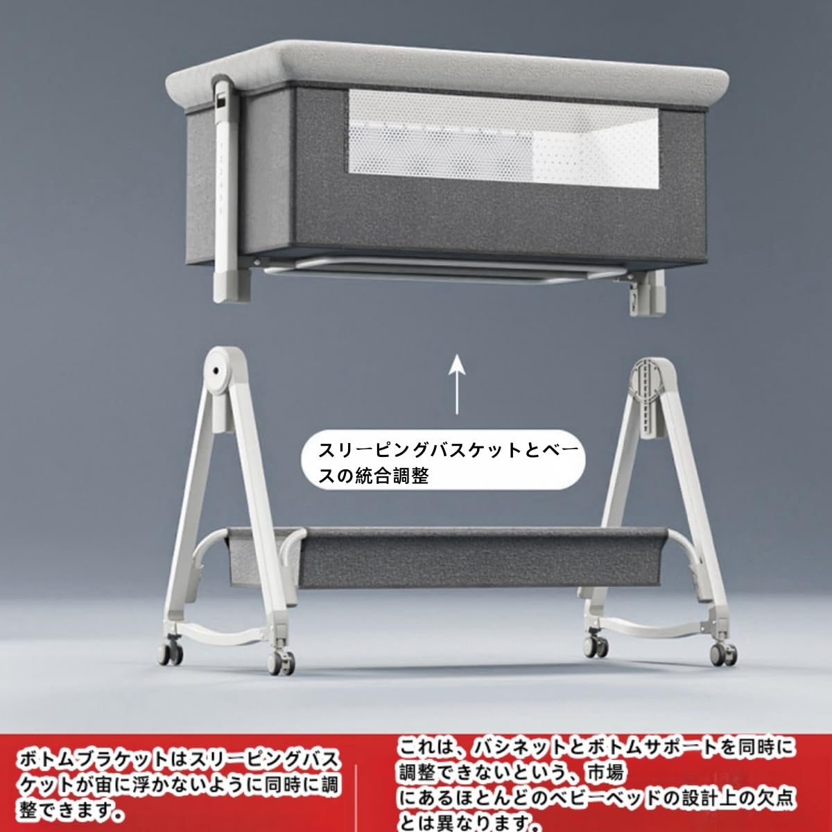 グレー ベビーベッド 揺らぎモード付き Amazon.co.jp: ベビーベッド 折りたたみ ベビーサークル 添い寝