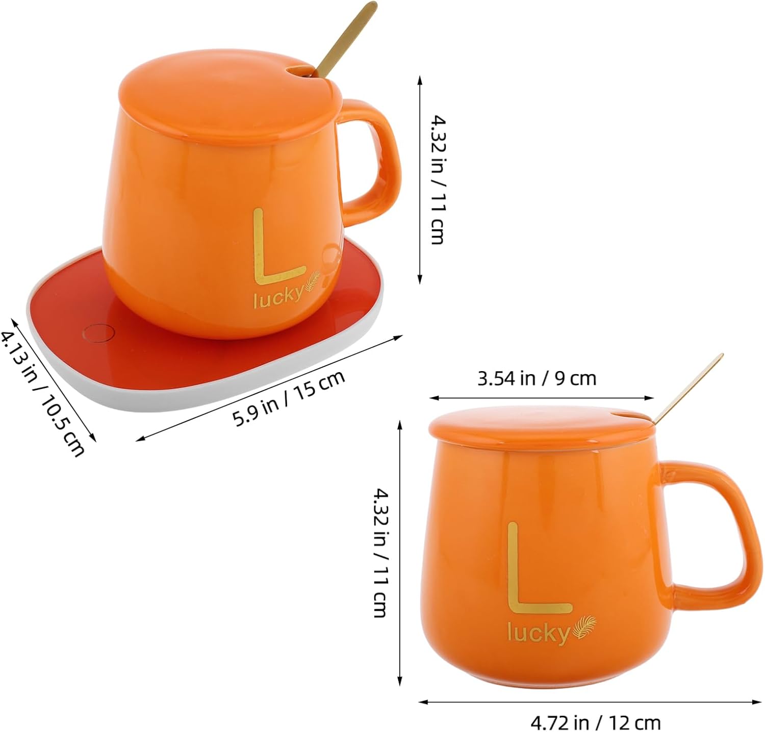 Cabilock 1Set Electric Heated Coffee Cup Set with Lid Spoon Mug Warmer for Hot Drinks for Christmas Parties and Birthdays Temperature Retention
