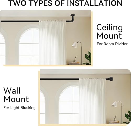 Miniatura 5 de Barras de cortina de 1 pulgada para ventanas de 66 a 120, barra de cortina industrial, barra de cortina negra, barra de cortina para exteriores e