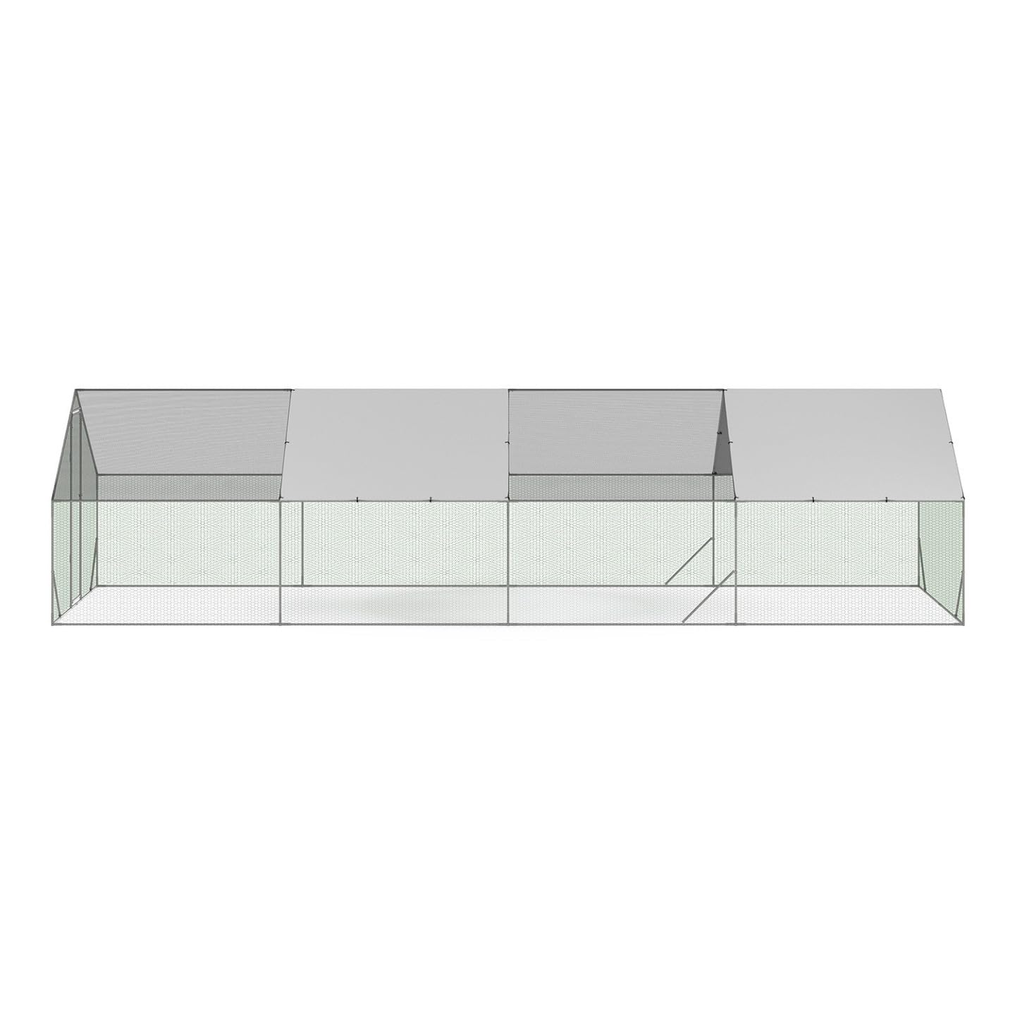 IDMarket - Sécurisé, Imperméable Enclos poulailler 24 m² Parc grillagé 8x3 M Acier galvanisé, pour Chat, vert ou gris