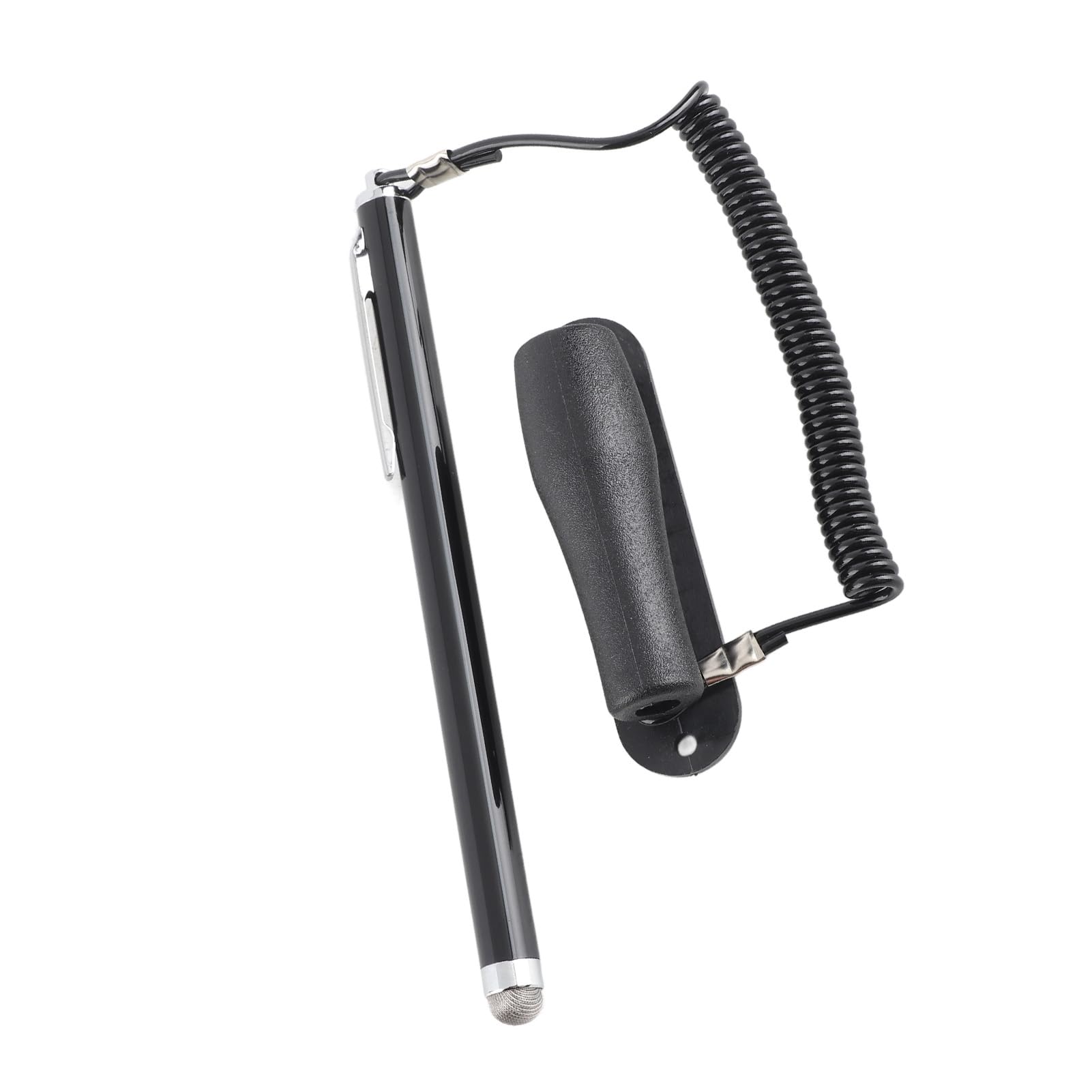 Stylus Capacitif Métallique Avec Fil Ressort 90cm - Pour écrans Tactiles De Téléphone, Tablette, GP, Contacts Silicone Doux