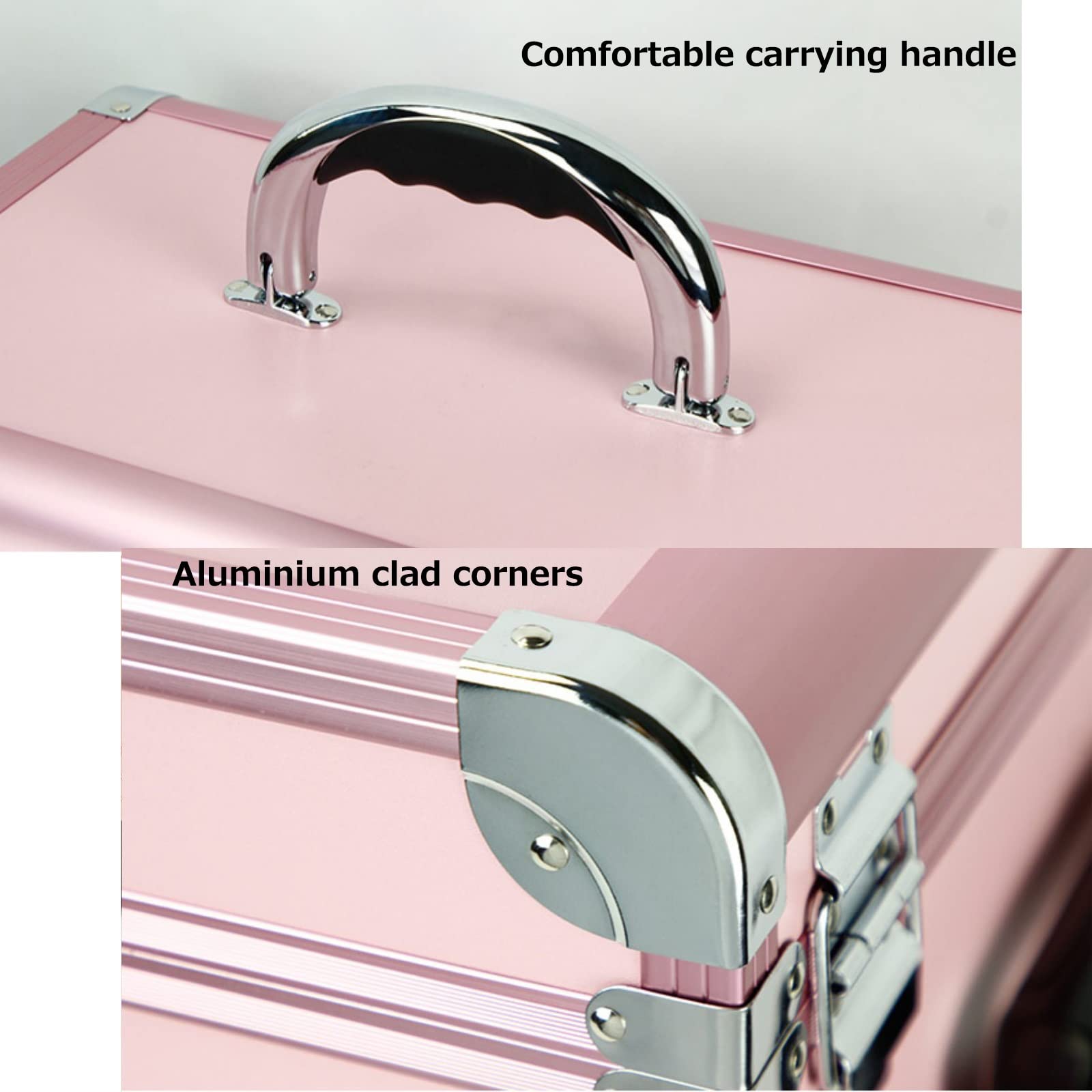 Aluminium-Make-up-Koffer, Beauty-Make-up-Zug-Koffer, Reise-Trolley, Kosmetiktasche, rollender Organizer, Kosmetikbox, rollender Make-up-Koffer, Reise-Zug-Koffer mit Rollen, Kosmetik-Trolley,