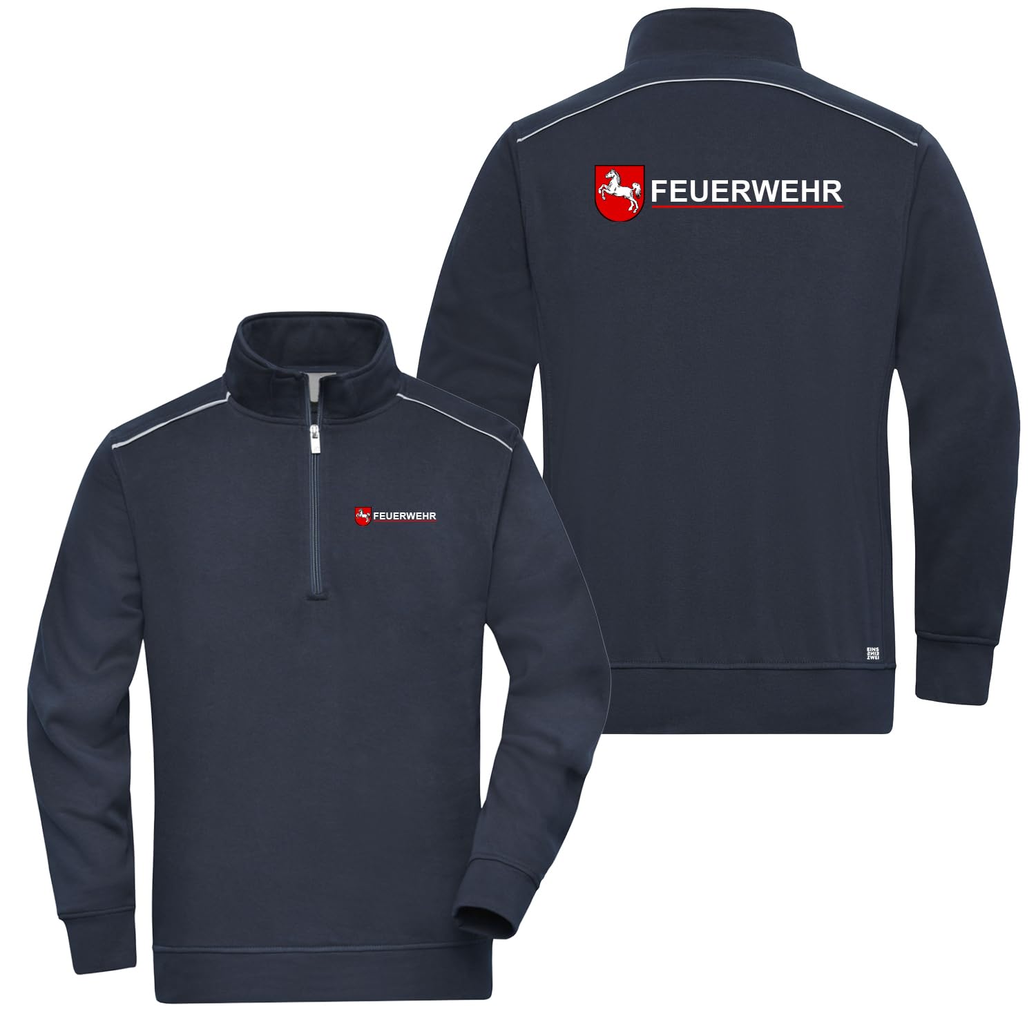 EinsEinsZwei Zipper Reflect Feuerwehr Sweatshirt Niedersachsen