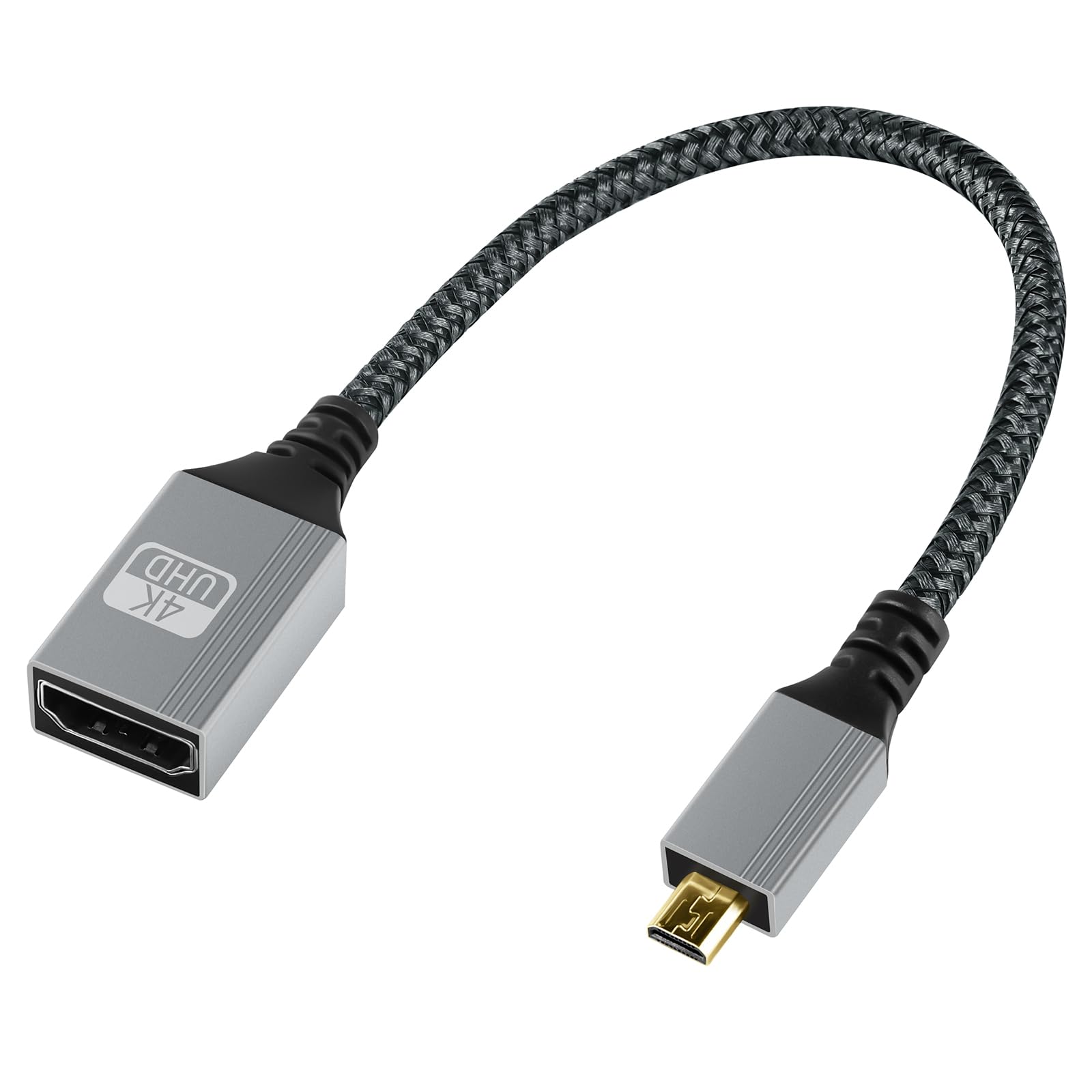 AXFEE Adattatore Micro HDMI a HDMI, Cavo Adattatore HDMI Maschio a Femmina 4K@60 Hz, HDR e ARC, Compatibile con Raspberry Pi 5/4,Hero,A6300 A6400,Yoga,ODROID