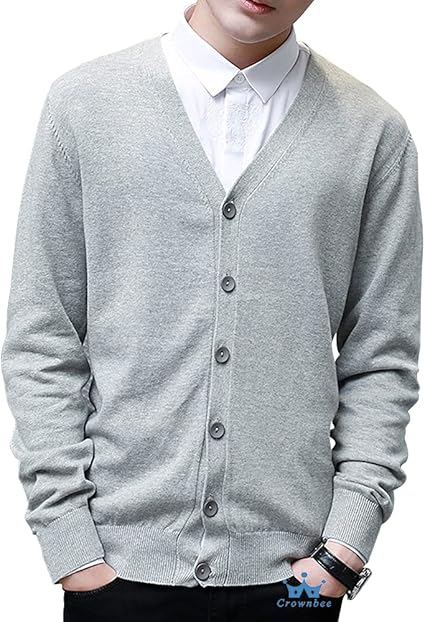 Amazon Crownbee ニット カーディガン メンズ Vネック カジュアル ビジネス ニットセーター 無地 春秋冬 C カーディガン 通販