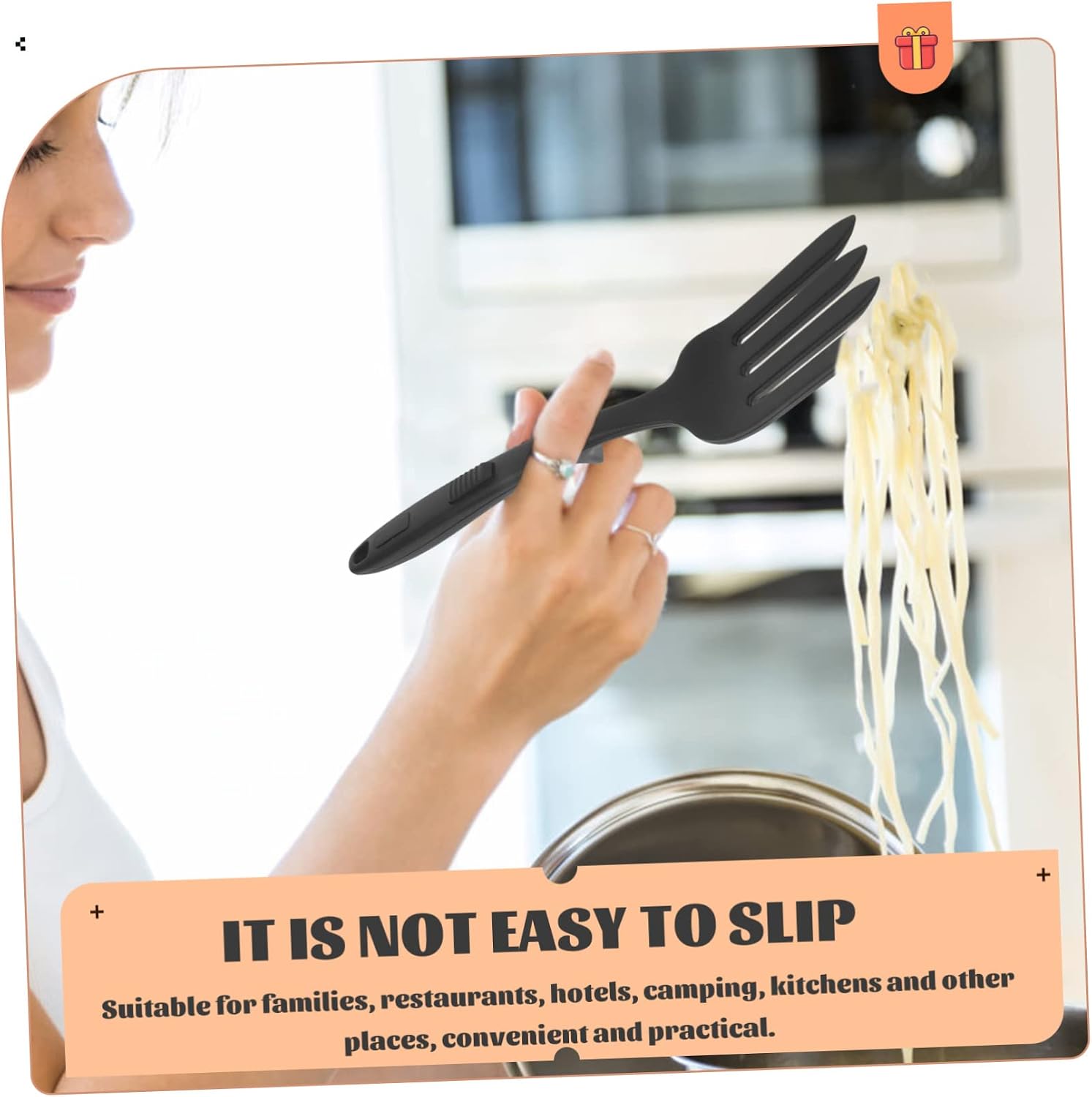 Silicone Pasta Fork Reusable Large Kitchen Food Fork for Cooking