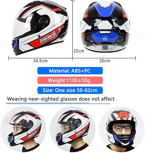 Miniatura 4 de Cascos de motocicleta de cara completa para adultos, hombres y mujeres, casco ligero de ciclomotor, scooter de carreras, motocicleta eléctrica, con