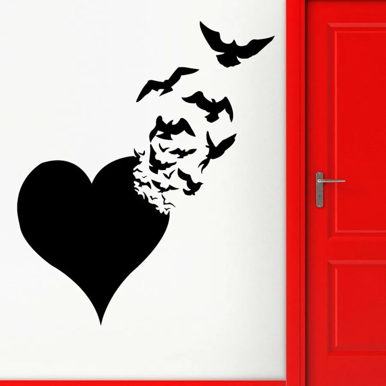 Youousi Black Abstract Romantic Couple Heart Wall Stickers For Bedrooms, Living Rooms, And Home Decor; Vinyl Window Wall Art Decals.