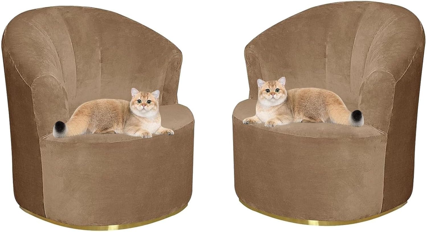 Round Barrel Swivel Chair Covers Slipcover 2 Piece, Swivel Accent Chair Covers Slipcover, Club Chair Slipcover Velvet, Single Sofa Cover with Arms (White,Set of 2)