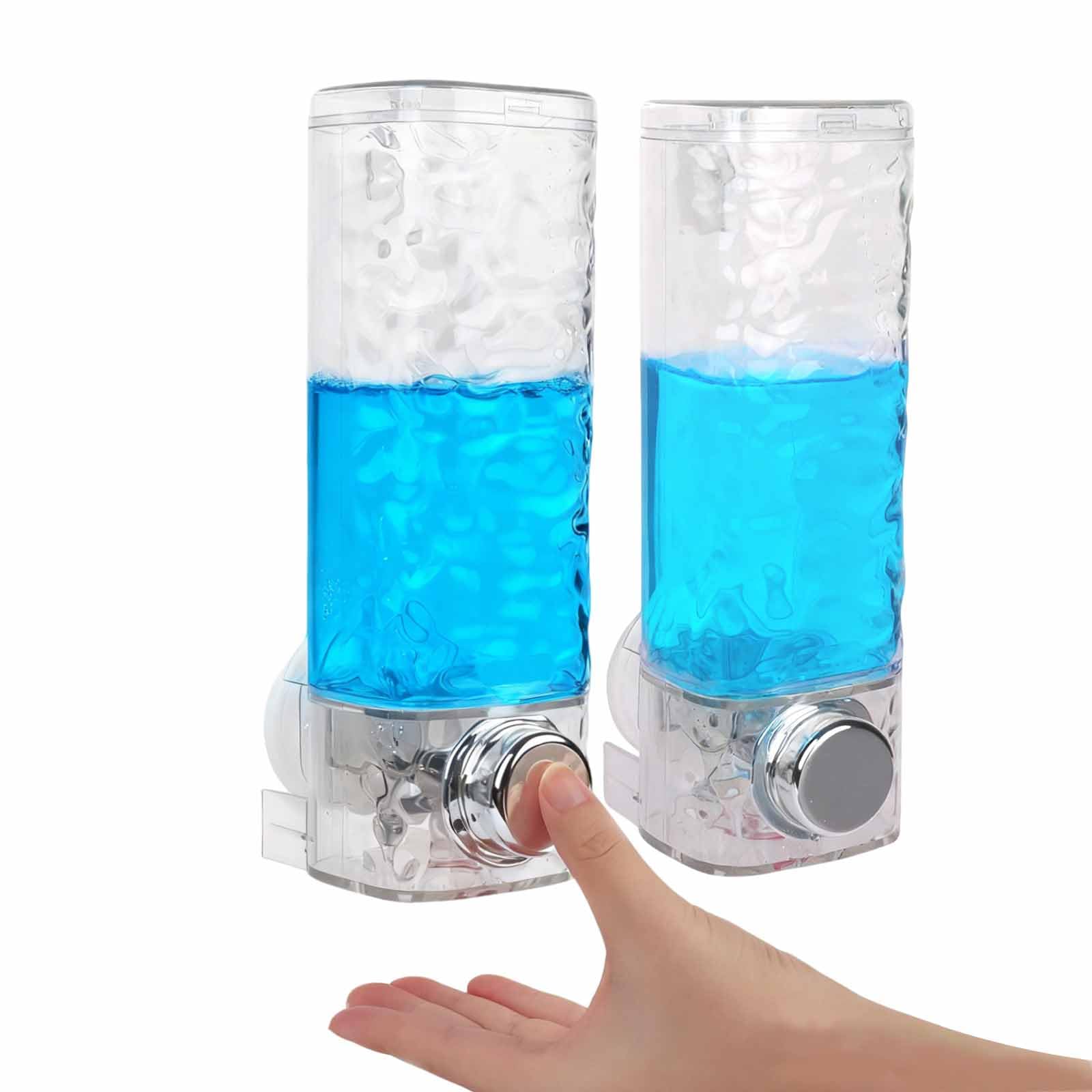 Liquid Soap Dispenser 450ml | 2Pcs | Wall Mounted | Suction Cup | No Drill - White Shampoo Conditioner Dispenser Shower Bathroom Washbasin Kitchen (White-450ML-2Pcs)
