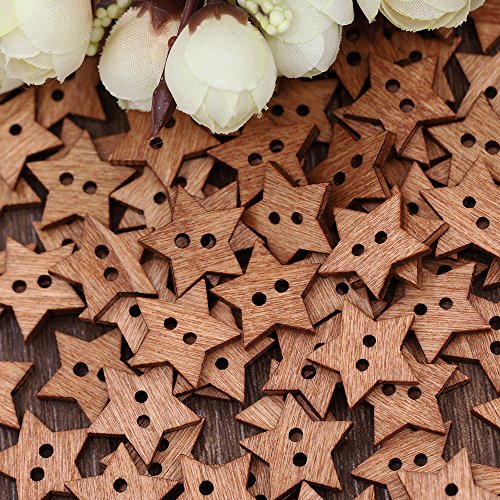 Gilroy 100Pcs 2 Holes Diy Star Shape Wooden Button Scrapbook Craft Sewing Buttons #TOP4