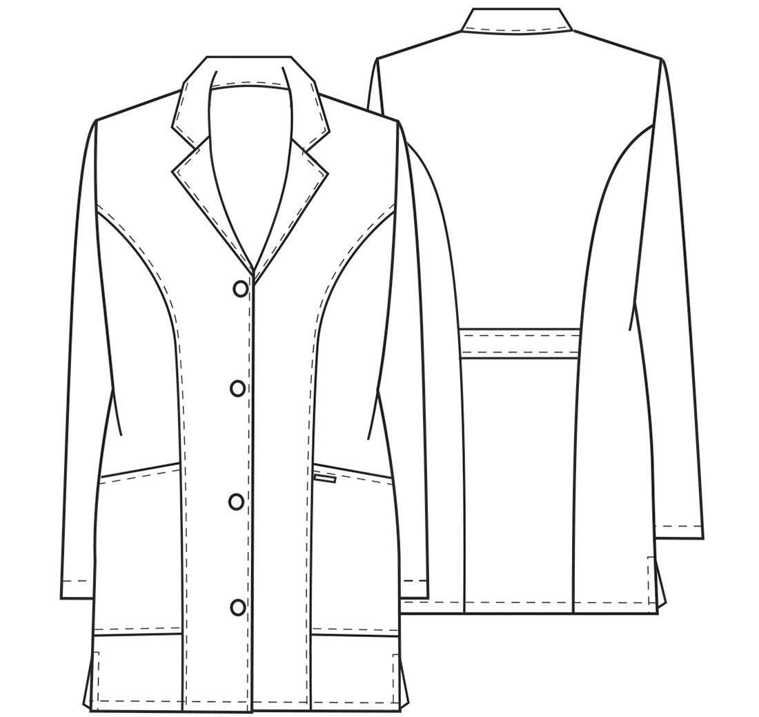 Cherokee - Abrigo de laboratorio para mujer, de sarga, clásico, 81 cm