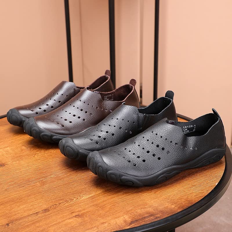 Leather Men Shoes Outdoor Classic Sandals Baotou Set of Feet Beach Soft Comfortable Male Sandals(D,39 Code)2