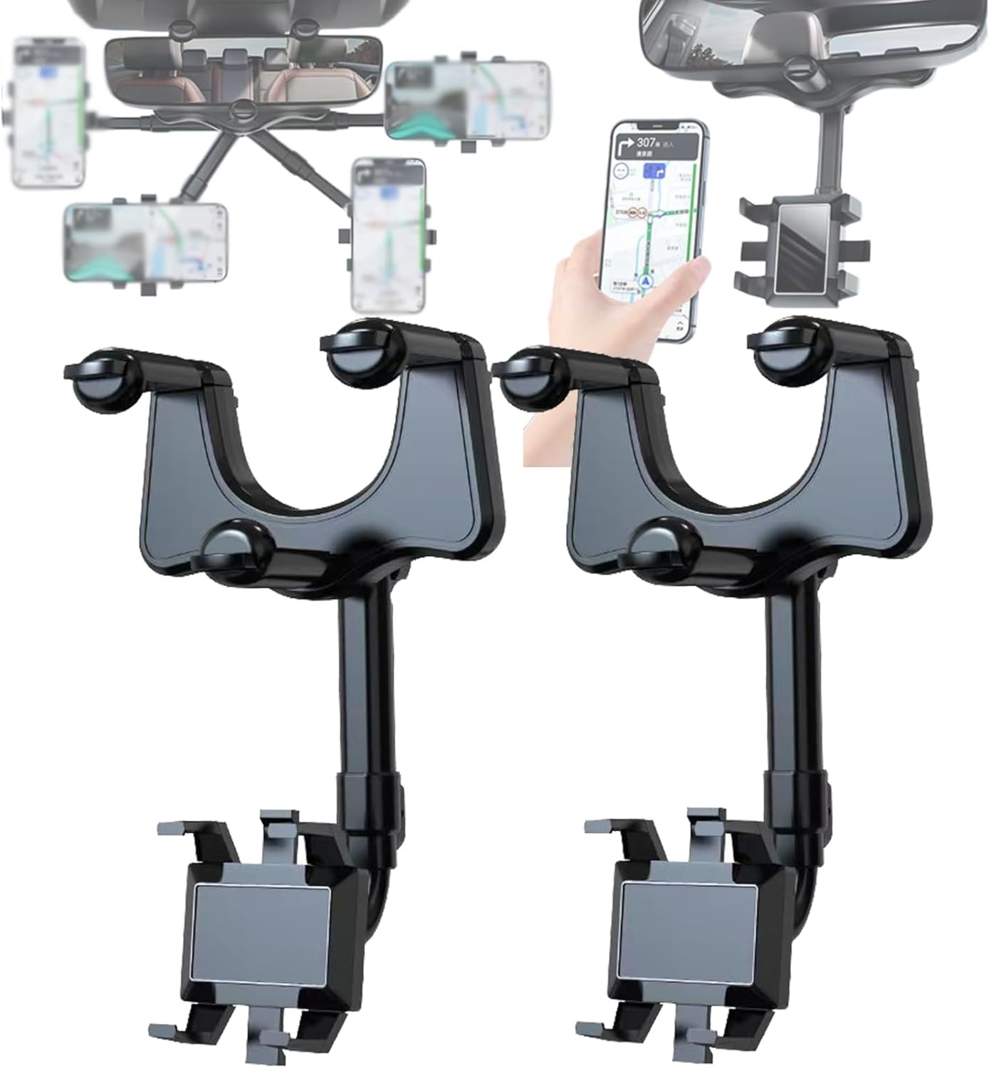 VFUX Ailsion Phone Holder, Ailsion Car Phone Holder, Multifunctional 360 Rotatable Car Rearview Mirror Phone Holder, Satismoon Car Phone Holder, Atsizral Car Phone Holder (2 pcs)