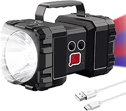 KINGSTER Lanterna Recarregável com LED 5000 Lumen, 4000LM, 3 Modos de Luz, À Prova D'Água, com Saída USB como Banco de Energia, Ideal para Camping