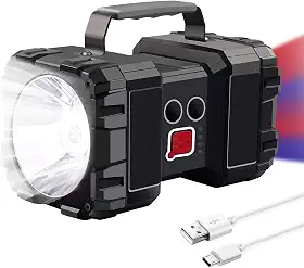 KINGSTER Lanterna Recarregável com LED 5000 Lumen, 4000LM, 3 Modos de Luz, À Prova D'Água, com Saída USB como Banco de Energia, Ideal para Camping