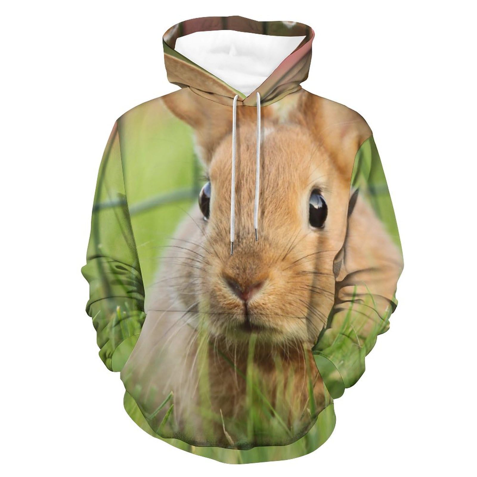 Sweats à capuche hoodie unisexe UMENG, pull molletonné imprimé lapin d'herbe taille S - 8