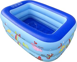 Inflatable Kiddie Pool, 51" x 33" x 21" Higher Kids Swimming Pool for Indoor or Outdoor, Ocean World Inflatable Bathtub with Inflatable Soft Floor, Ball Pit Pool