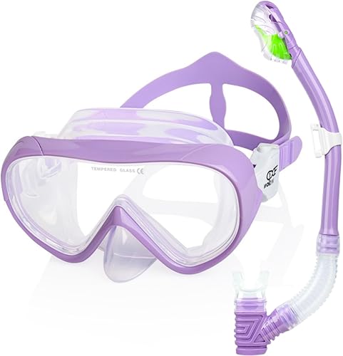 Miniatura 11 de Juego de esnórquel para niños, máscara de buceo para niños, gafas de natación antivaho y equipo de esnórquel seco para niños y niñas de 4 a 14 años