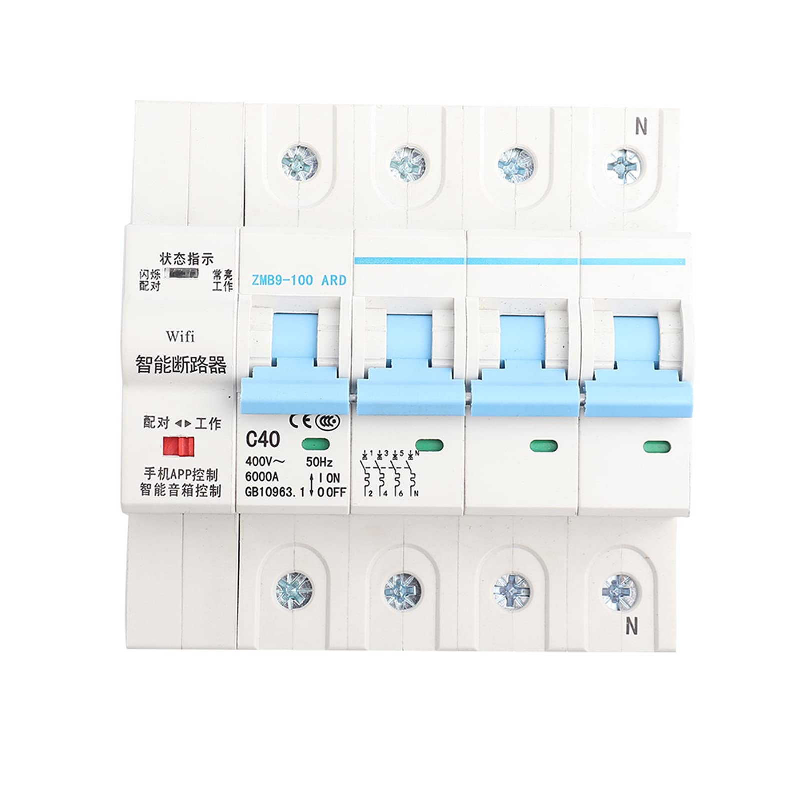 SaDity Interruptor de Control Remoto inalámbrico del disyuntor Inteligente WiFi 4P 400V
