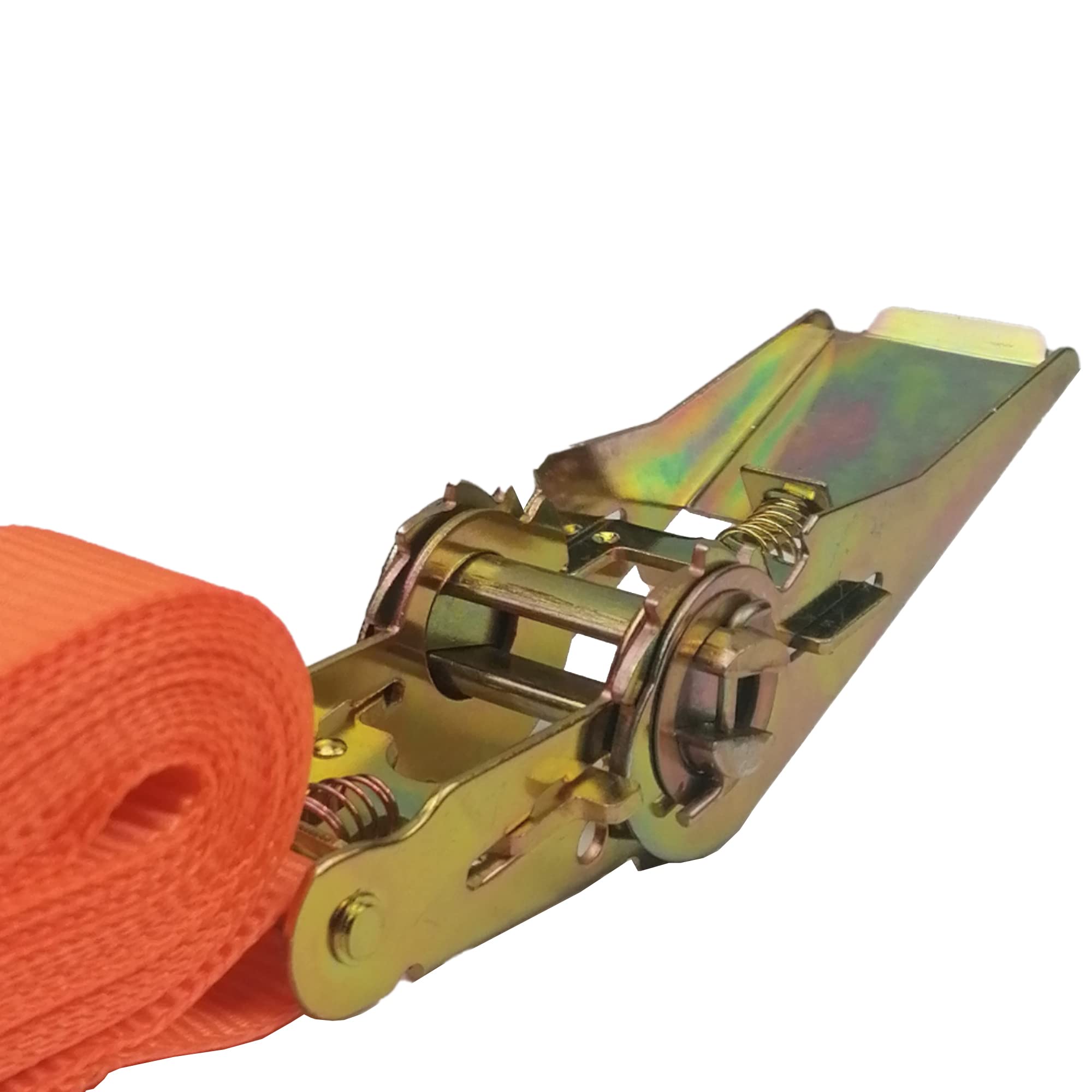 Lot De 4 Sangles à Cliquet De 4 M - Capacité 500 Kg, Polyester Et Acier, Couleur Orange