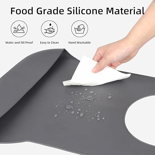 Miniatura 6 de Baberos para adultos para mujereshombres, babero de silicona para adultos para comer con recogedor de migas, babero lavable para adultos para comer,