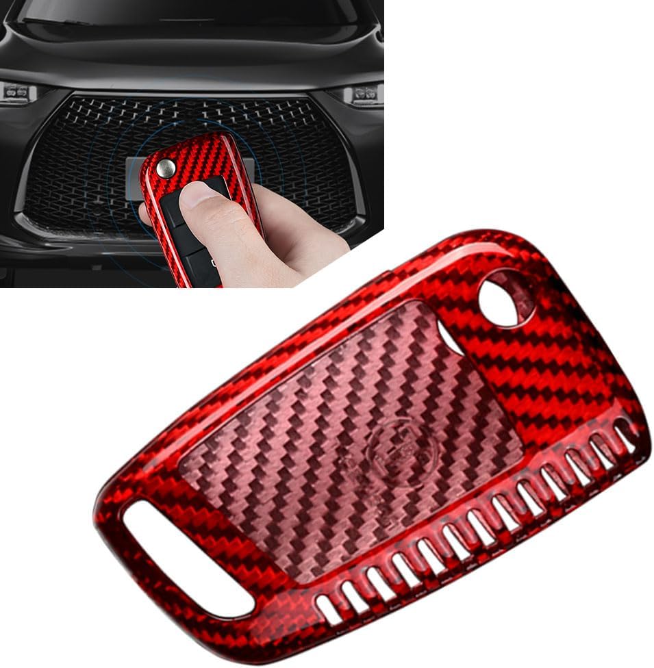 Cnoula11 1 Pc Car Key Case Cover Key Shells Carbon Fiber Red For VW Polo 2016-2019 For Skoda Octavia MK3 2013-2018