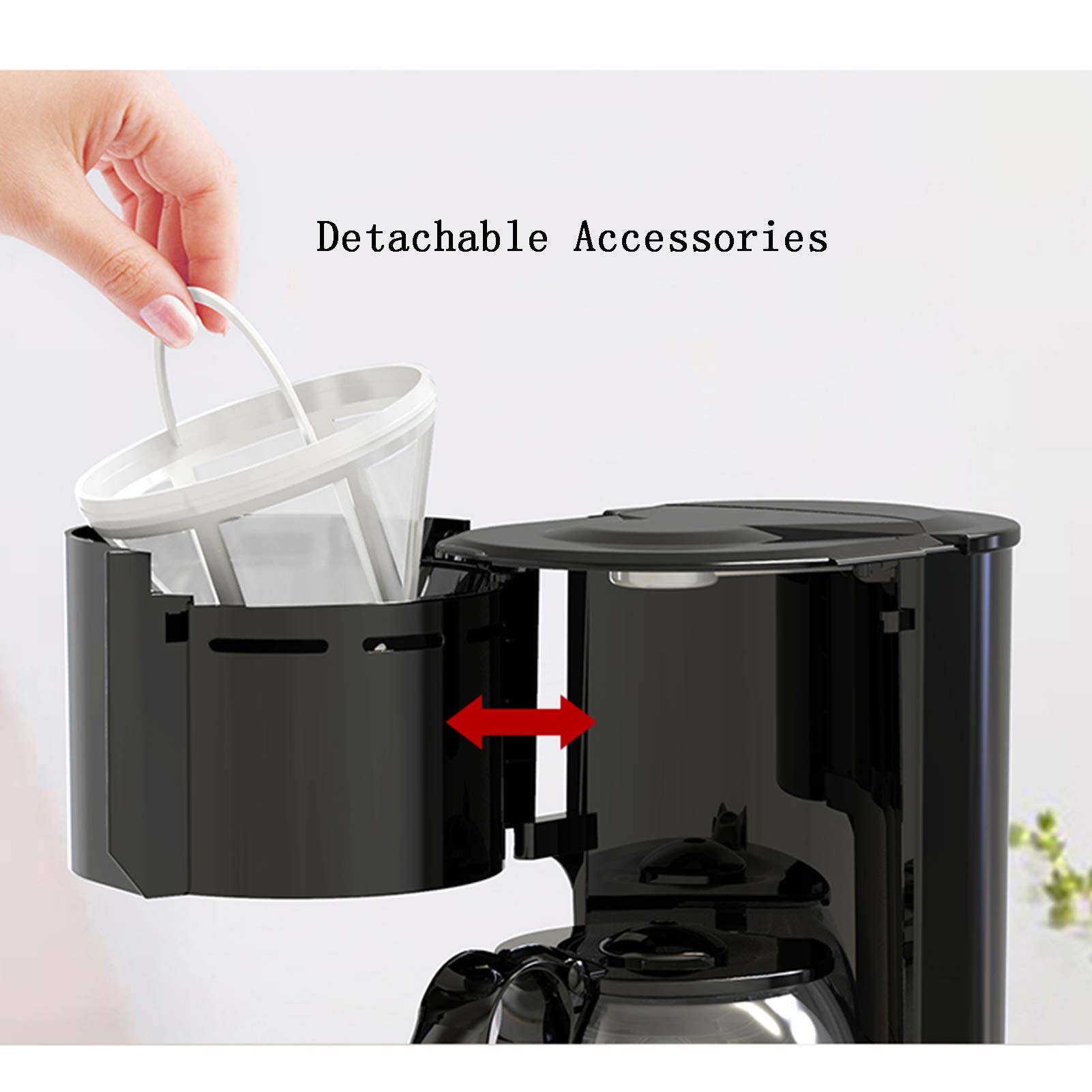 Ekspres do kawy Domowy automatyczny, ekspres do kawy z filtrem ze szklanym dzbankiem, ekspres do kawy American Drip, 600 W, biurowy ekspres do herbaty, czarny B