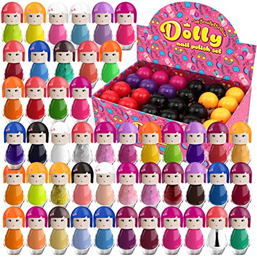 Dolly Nagellack-Set, 24 moderne Farben, Puppenform, ungiftig, Erdbeerduft, auf Wasserbasis (Set A+B)