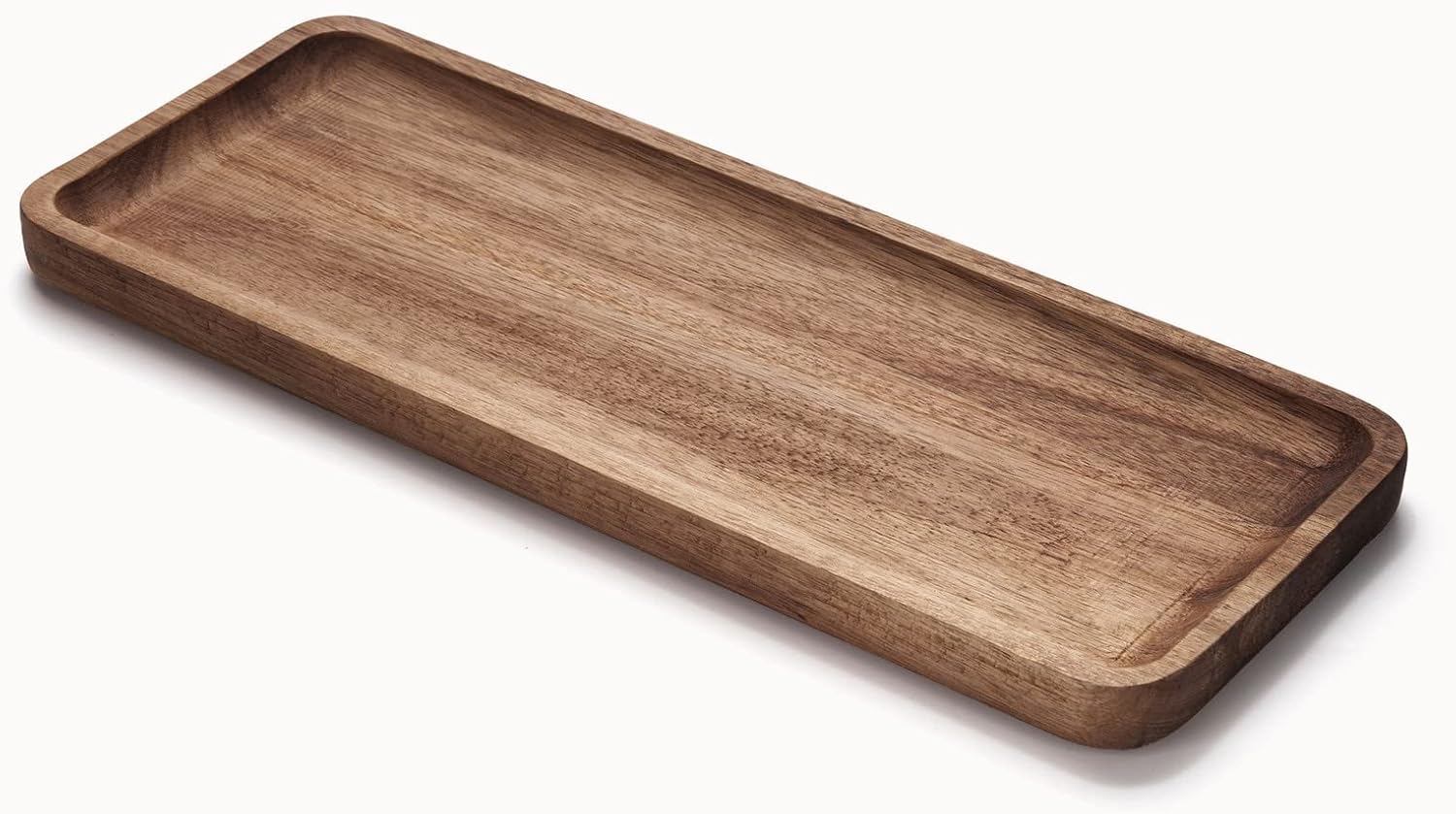 Bathroom Vanity Tray, Acacia Wood Counter Tray, Toilet Tank Tray, Appetizer Charcuterie Snack Serving Board, 13.8 x 5.5 x 0.8 inch