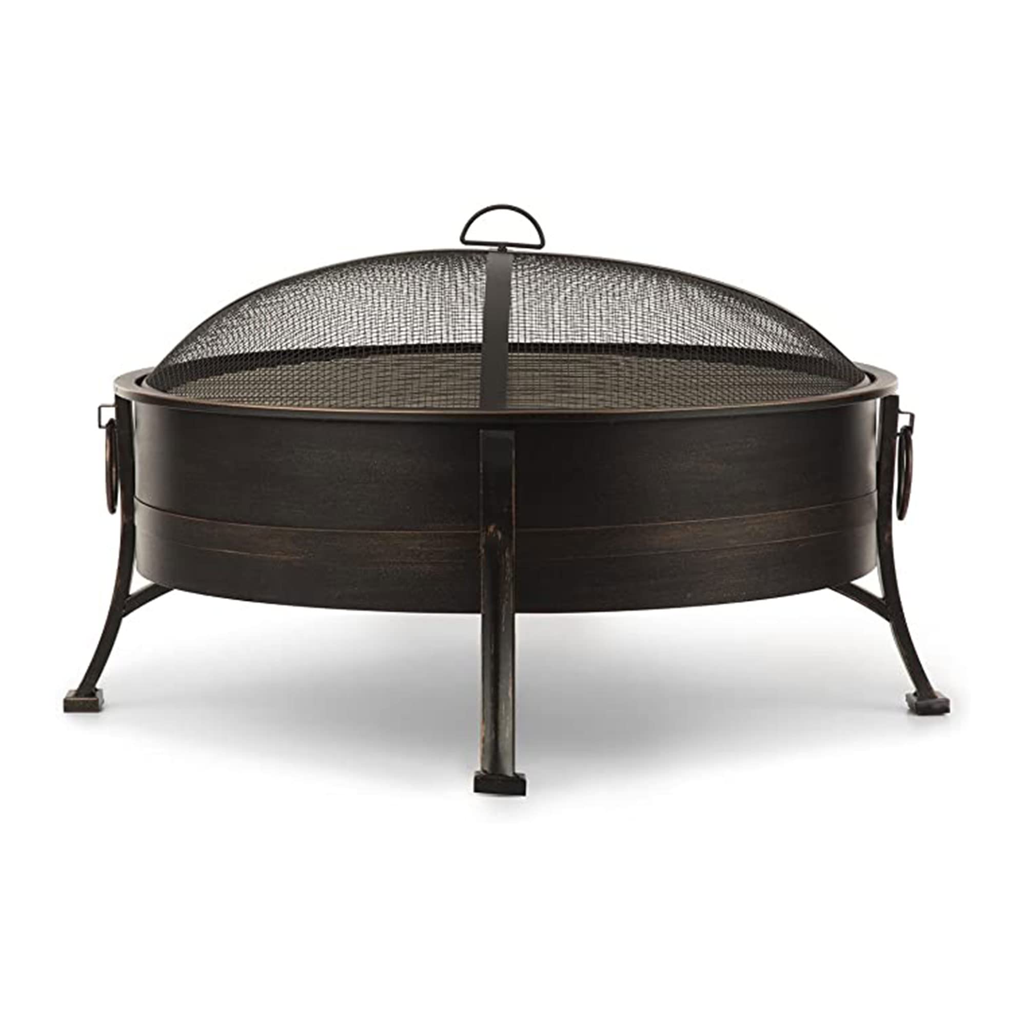 Blumfeldt 2-in-1 Feuerschale - Feuerschale für den Garten mit Edelstahl-Grillrost, Feuerschalen FireView Concept, Funkenschutz, Trageringe, Schürhaken & Grillrost, Stil: Catania, schwarz