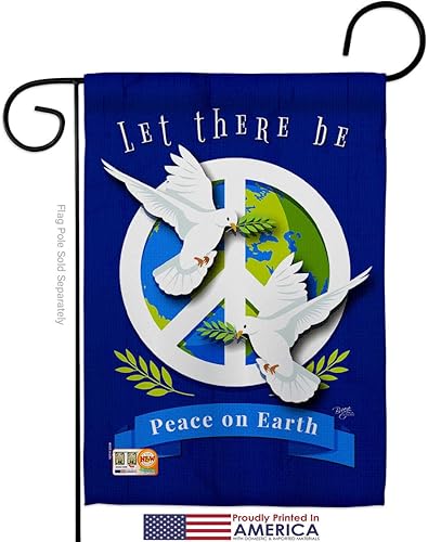 Miniatura 7 de Breeze Decor Earth Peace on Garden Flag Expression Small Decorative Gift Yard House Banner Double-Sided Made in USA 13 X 18.5