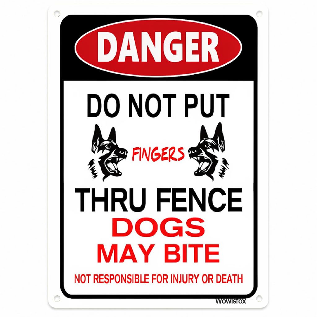 Do Not Put Fingers Thru Fence Danger Sign, 8 x 12 Inch Aluminum