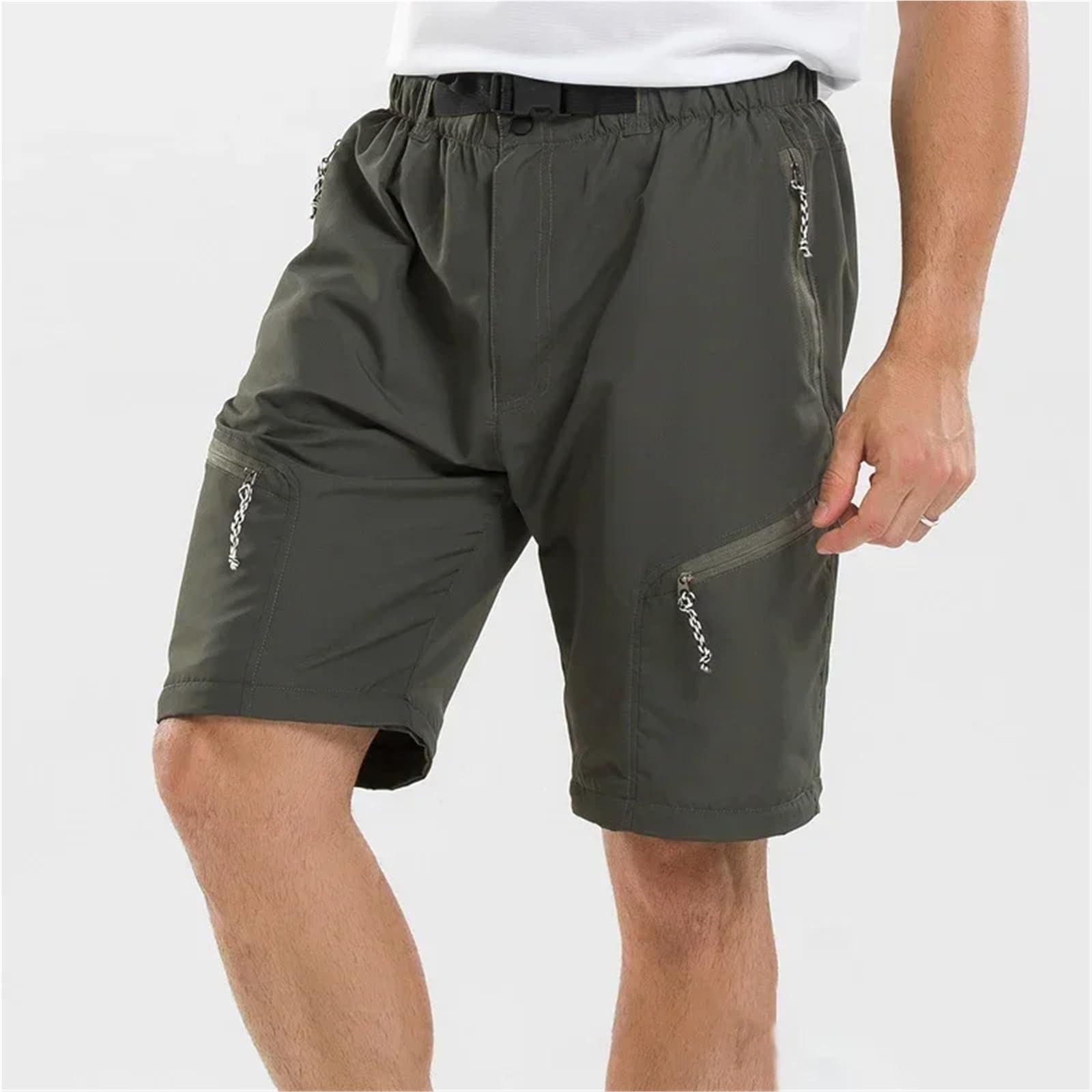 Pantalones de senderismo convertibles secado rápido for hombre y mujer, con bolsillo cremallera desmontable, aptos for ciclismo, pesca trekking Para Outdoor(Khaki,2XL)
