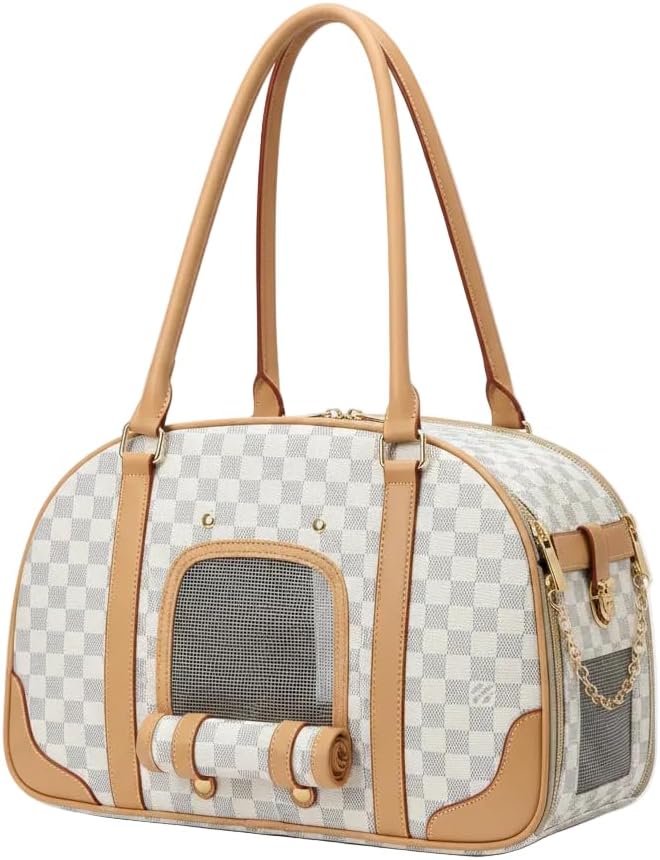 Designer Chewy Dog Carrier Bag | Dog Purse (White, 16" x 8" x 12")