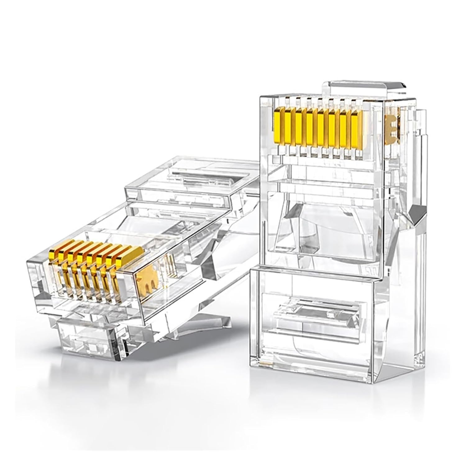 RJ45 CAT5E Connector Straight Through Ethernet Cable 30μ Crystal End Gold Plated Modular Plug(10PCS)