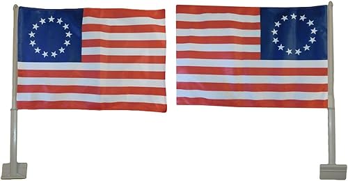 Premium 12 Pack Betsy Ross 13 Rough Tex Knit Double Sided 12"x18" Car Flag