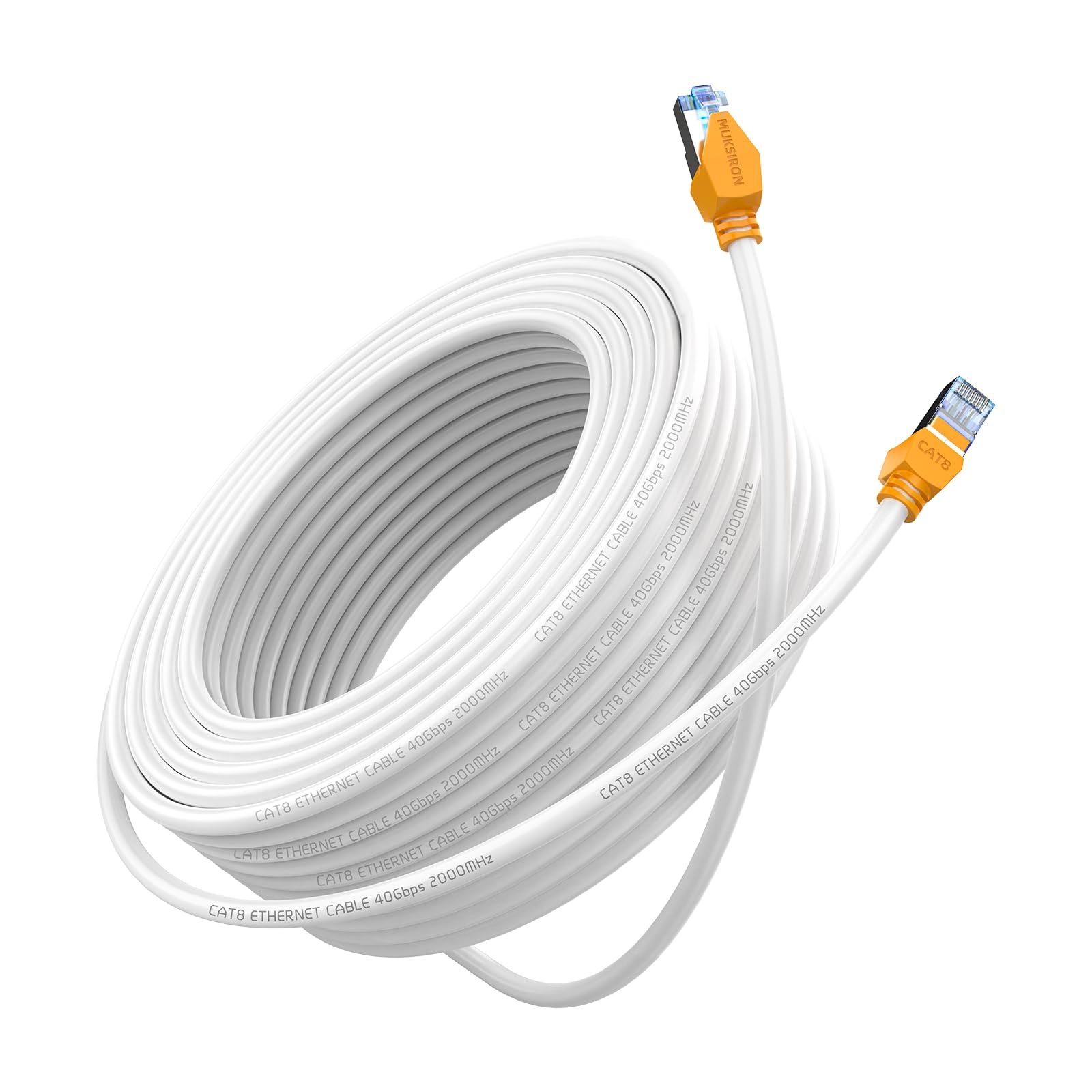 Cavo Ethernet Cat8 da 0,9 m, ad alta velocità, 26 AWG, cavo di rete LAN professionale Cat 8, 40 Gbps, 2000 MHz con connettore RJ45 placcato oro, resistente alle intemperie, per
