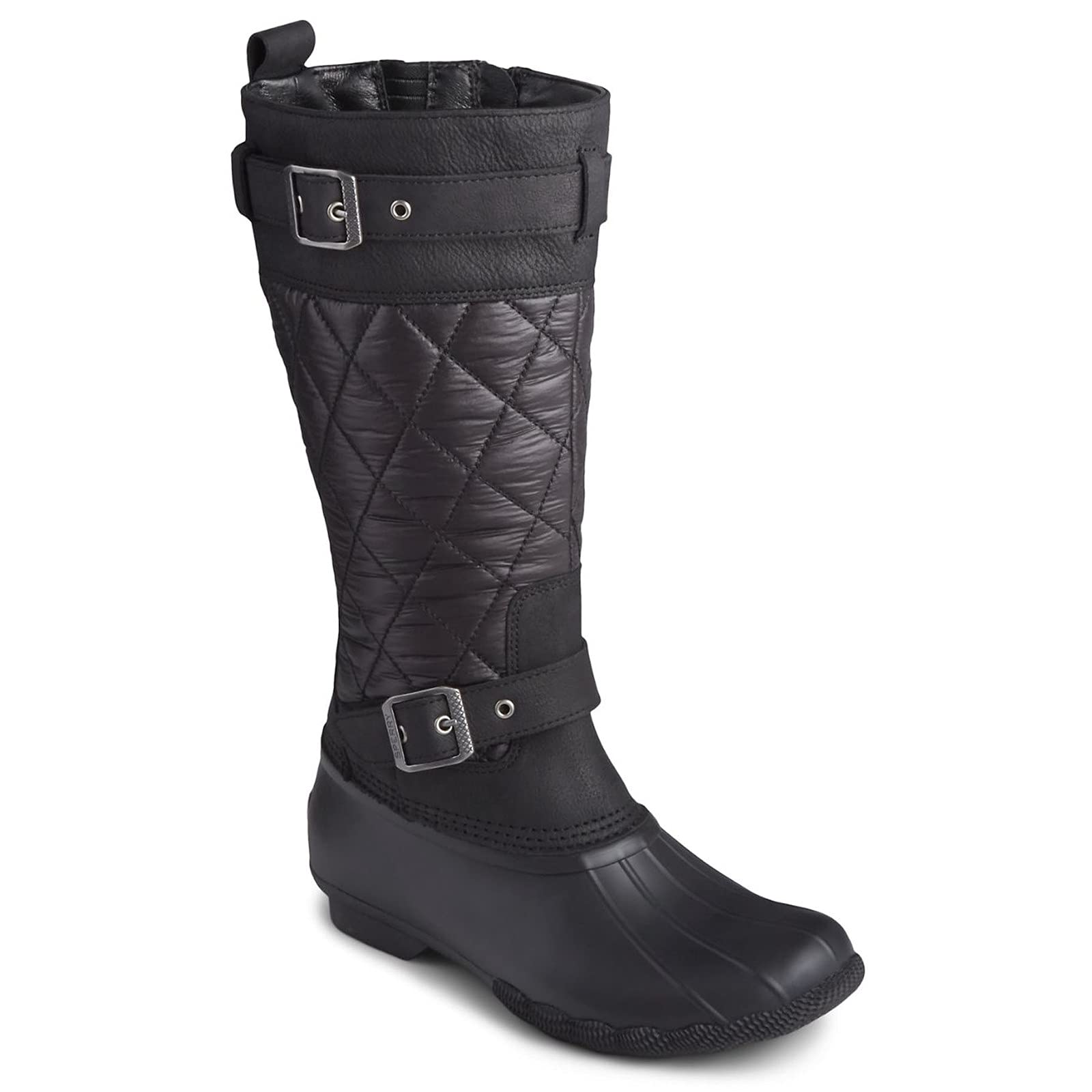Sperry womens Saltwater Tall Buckle Rain Boot Black 7 5 US