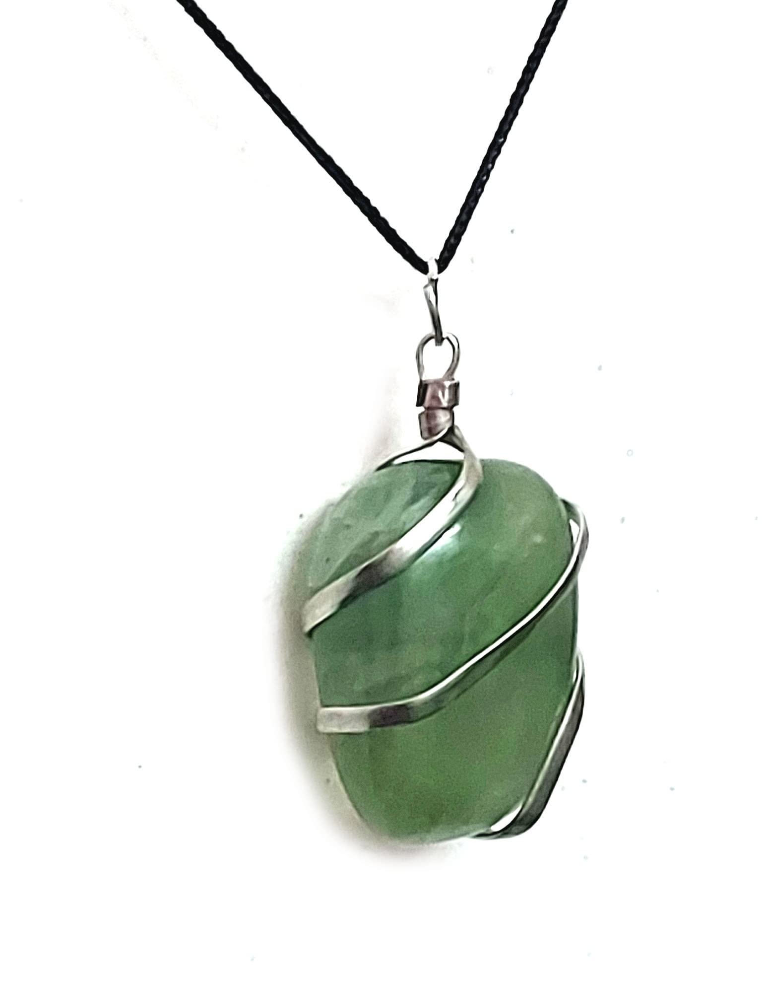 Natural Green Aventurine Crystal Tumble Shaped Wire Wrapped Pendant For Men And Women-image-34