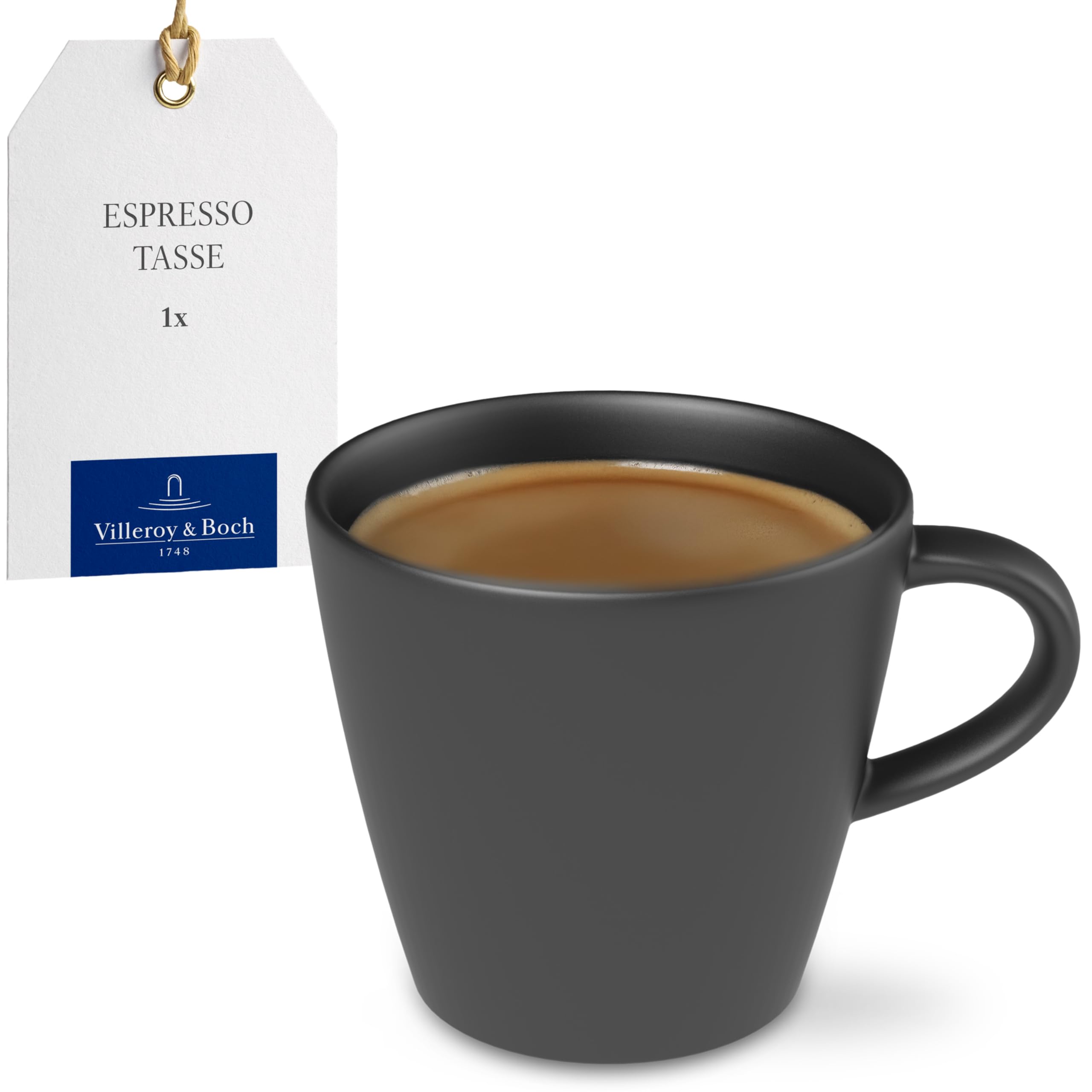 Villeroy & Boch - Manufacture Rock Espressoobertasse 100 ml, Spülmaschinenfest, Mikrowellensicher, Schwarze Tasse Mokka Kaffee oder Espresso, Mokkatasse, Becher, Heißgetränkebecher, Premium Porzellan