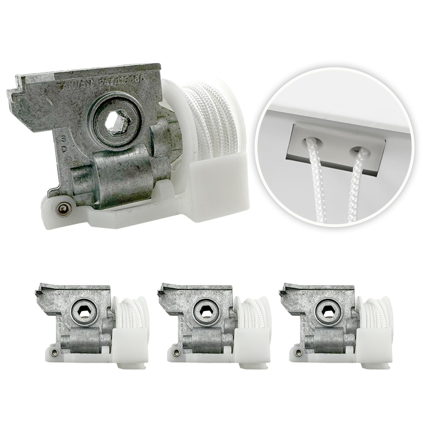 Amazing Drapery Hardware Pre-Corded Low Profile Cord Tilt Control - Fits Hex Rod, 1/4" Hex Hole, White, for 2" Horizontal Blinds - 4 Pack