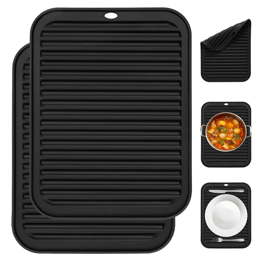 NUTKIT 2PCS Silicone Trivet Mats, 30 x 23 cm Hot Pans and Pot Holder Trivet