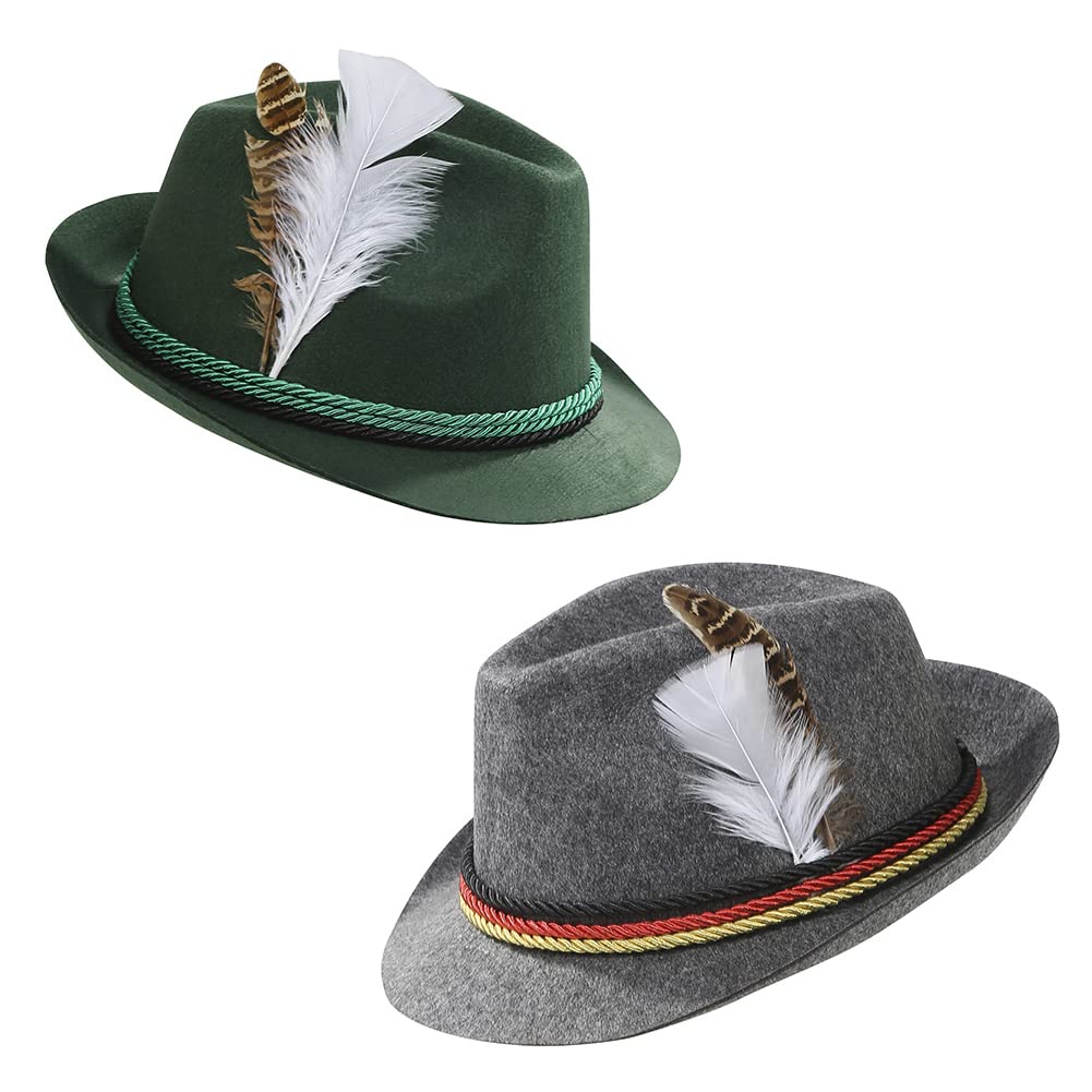 GRAJTCIN Bavarian German Oktoberfest Hat Lederhosen Oktoberfest Costume Festival Hat for Octoberfest Party Deep Grey & Deep Green