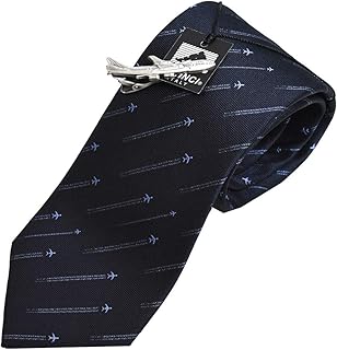 [0-STYLE.cravat] ネクタイ セット ネクタイピン ブランド シルク おしゃれ 飛行機 ラッピング付き DAVINCI ダヴィンチ モチーフ 紺 赤 黄 ギフト プレゼント 就職祝 誕生日 クリスマス バレンタイン 昇進祝