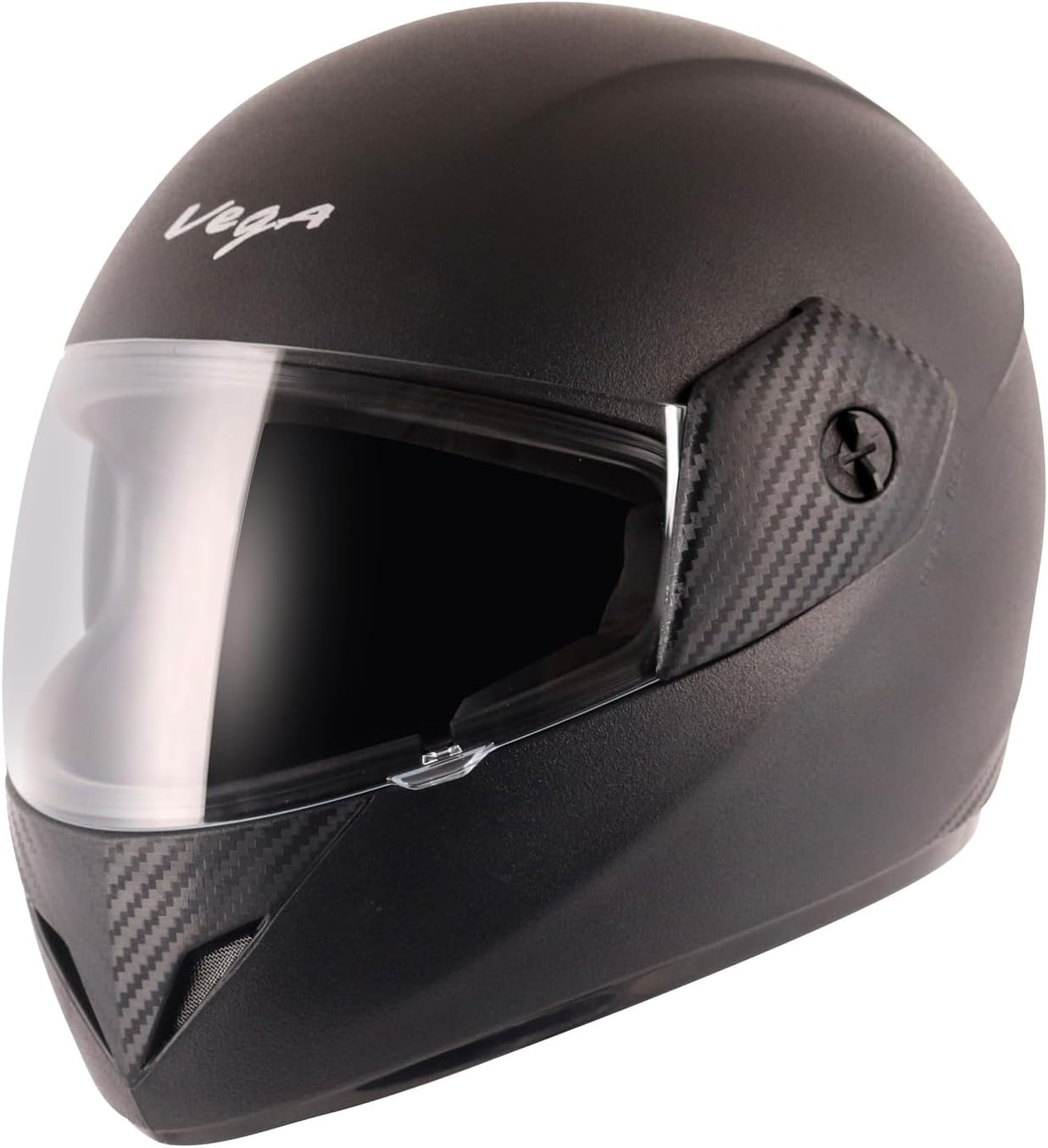 Vega Cliff ISI Certified Lightweight Full Face Gloss Finish Helmet for Men and Women with Clear Visor(Black, Size:M)