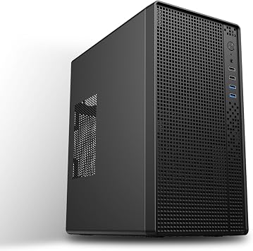 Micro ATX PC Case Mini Tower SPCC 0.8mm Steel Plate No Fan Included Compact Desktop Compatible with MATX/ITX for Home Office Expandable Cooling HDD/SSD Mount - S1