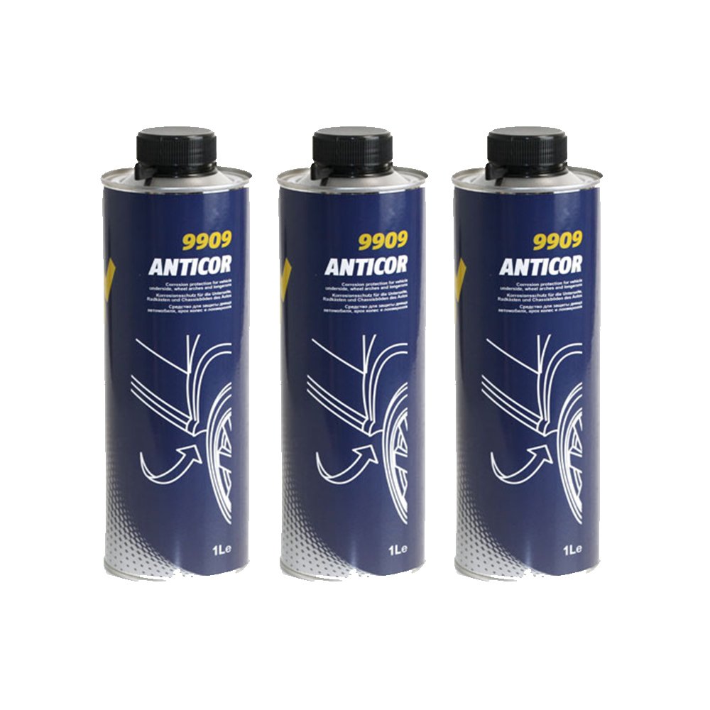 MANNOL 3 x 1000ml 9909 Anticor Schwarz/Unterbodenschutz Bitumen Steinschlagschutz
