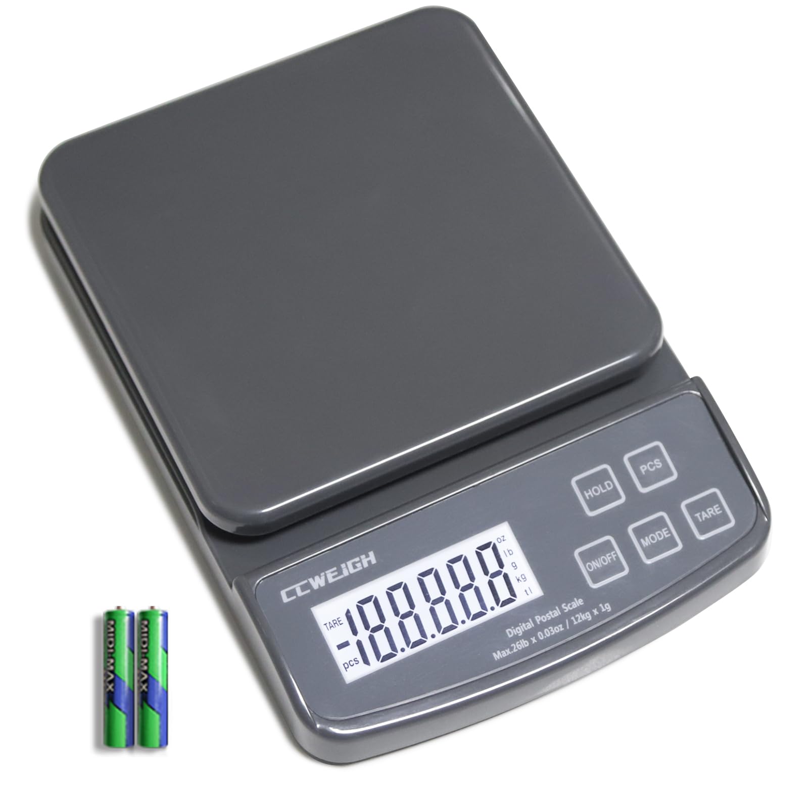 Báscula postal de alimentos de alta precisión de 26 libras/0.9 g para cocina con soporte, tara y PC, báscula de envío portátil para paquetes, pequeñas empresas de cocina, joyas, baterías